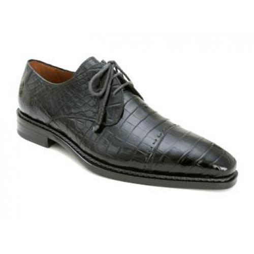 Mezlan "Cotto" Black Genuine All-Over Alligator Cap-Toe Shoes